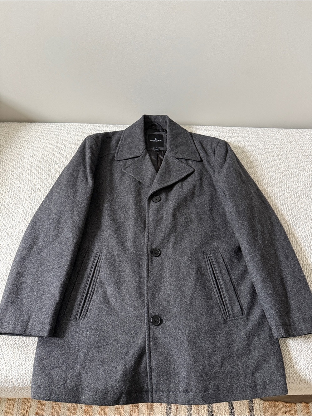 London Fog Men's Charcoal Gray Pea Coat